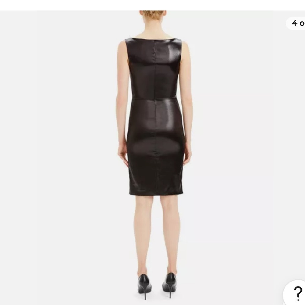 Theory Fitted Midi Dress stretch faux leather size 0 - Picture 2 of 8